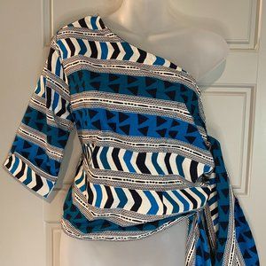 Afrodesiac one shoulder side wrap top